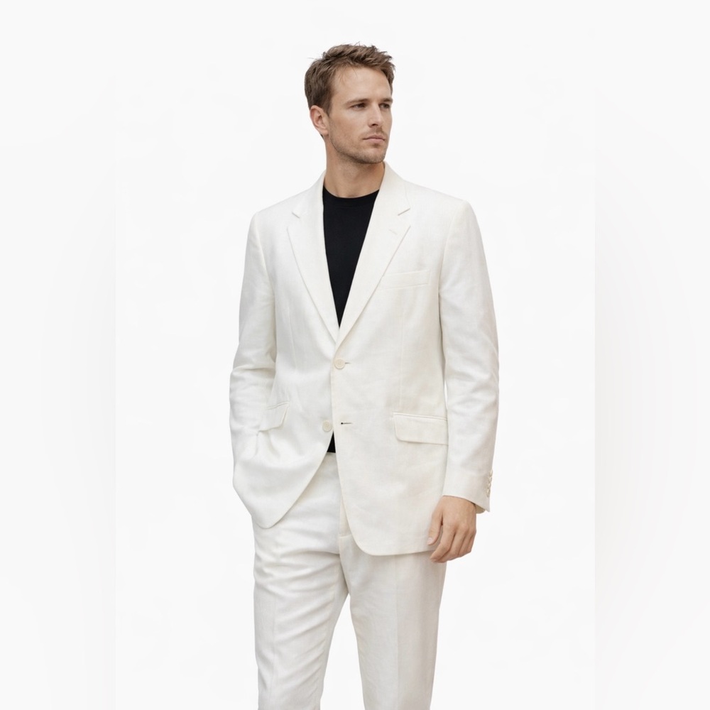 NWT Baird McNutt Murano Linen 2-Button Blazer Jacket Coat Ivory White Men's L